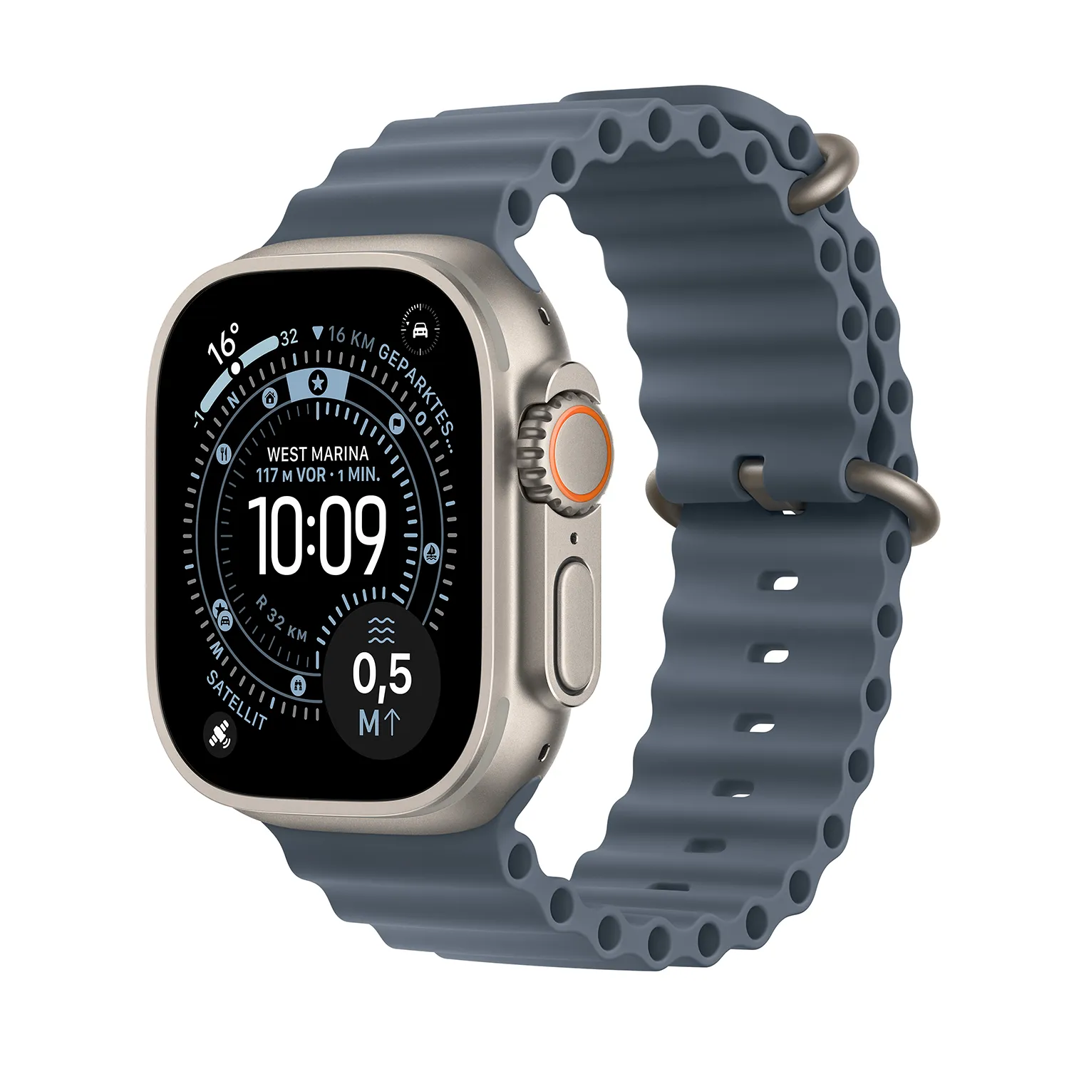 Produktbild Apple Watch Ultra 3 Natural Titanium Ocean Band Anchor Blue